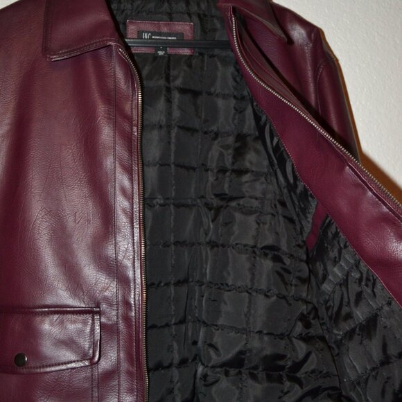 INTERNATIONAL CONCEPT (INC) MEN'S QUILTED LINNING LEATHER JACKET- MAROON $89 - Picture 10 of 14